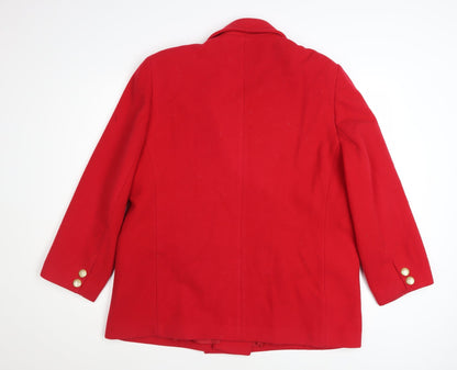 Marks and Spencer Women’s Red Wool Petite Pea Coat UK 18 Classic Style