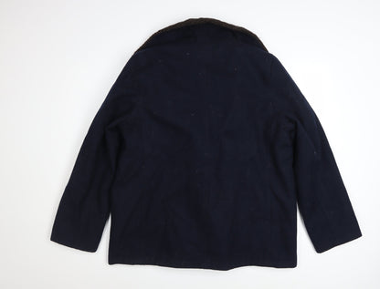 American Eagle Mens Blue Wool Pea Coat Size L Classic Winter Jacket
