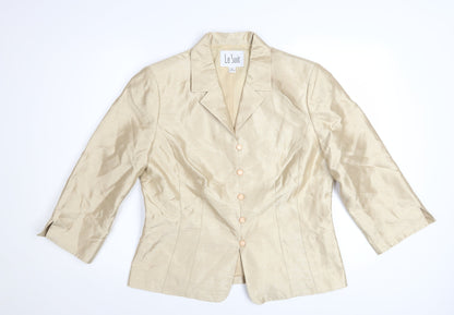Le Suit Women's Beige Single-Breasted Blazer Size 12 Classic Fit