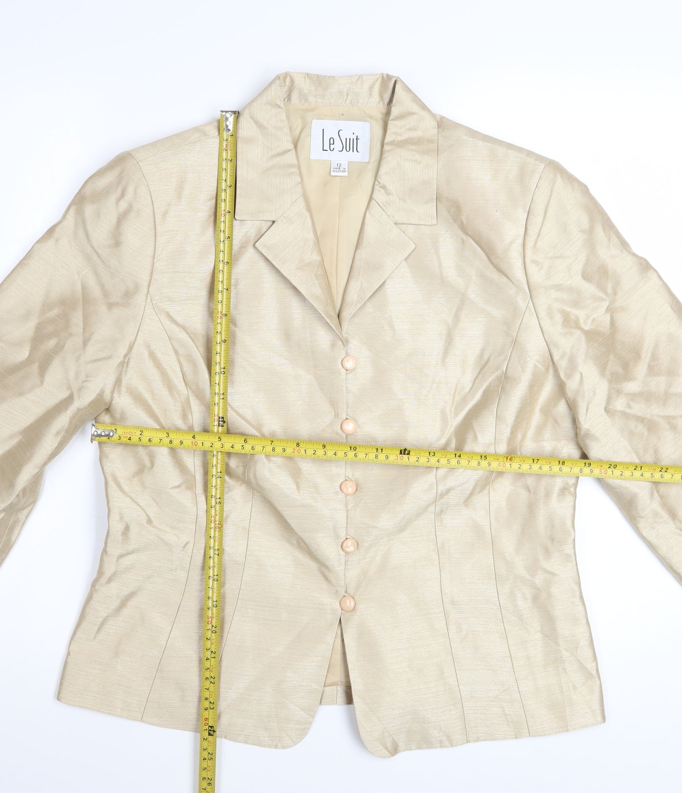 Le Suit Women's Beige Single-Breasted Blazer Size 12 Classic Fit
