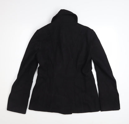 Guess Women's Black Wool Pea Coat Size S Double Breasted Jacket