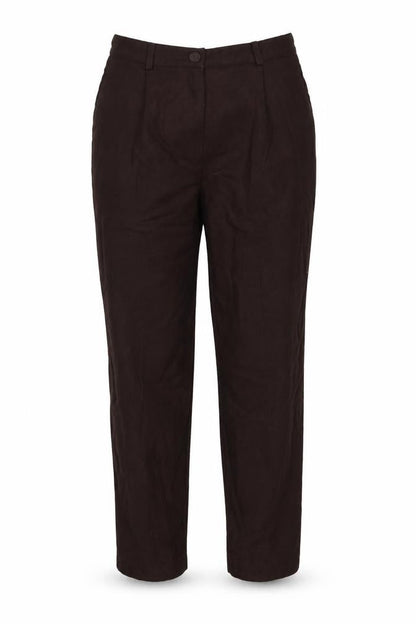 Norton McNaughton Women’s Brown Wool Pleated High Waist Trousers Size 10