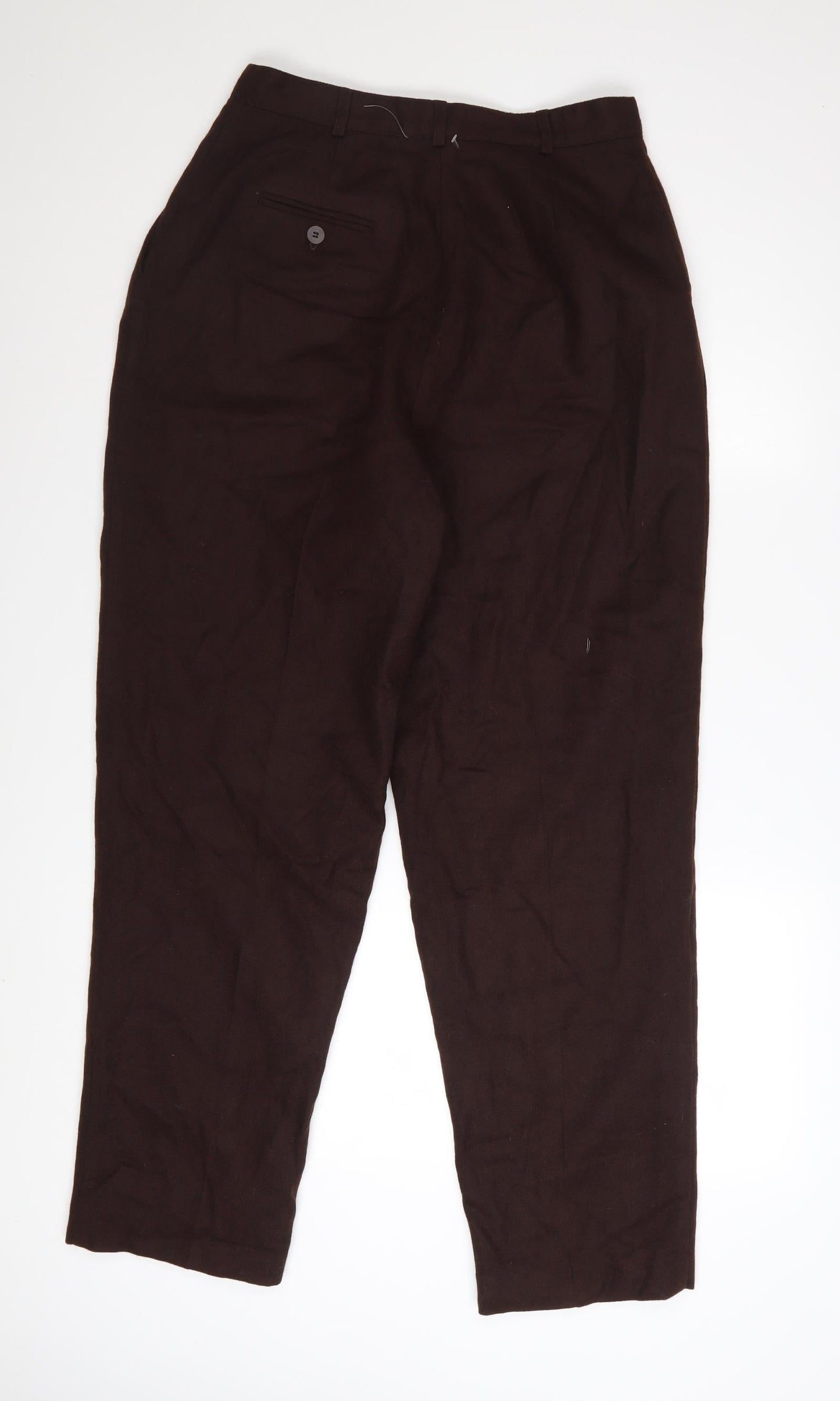 Norton McNaughton Women’s Brown Wool Pleated High Waist Trousers Size 10