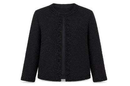 Marina Womens Black Beaded Open Front Formal Jacket Size M