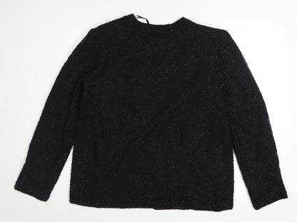 Marina Womens Black Beaded Open Front Formal Jacket Size M