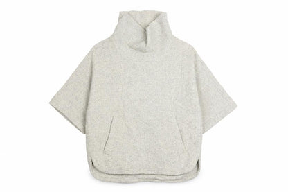 Front view of J.Crew Women Beige Wool Blend Cowl Neck Cape Jumper, size M