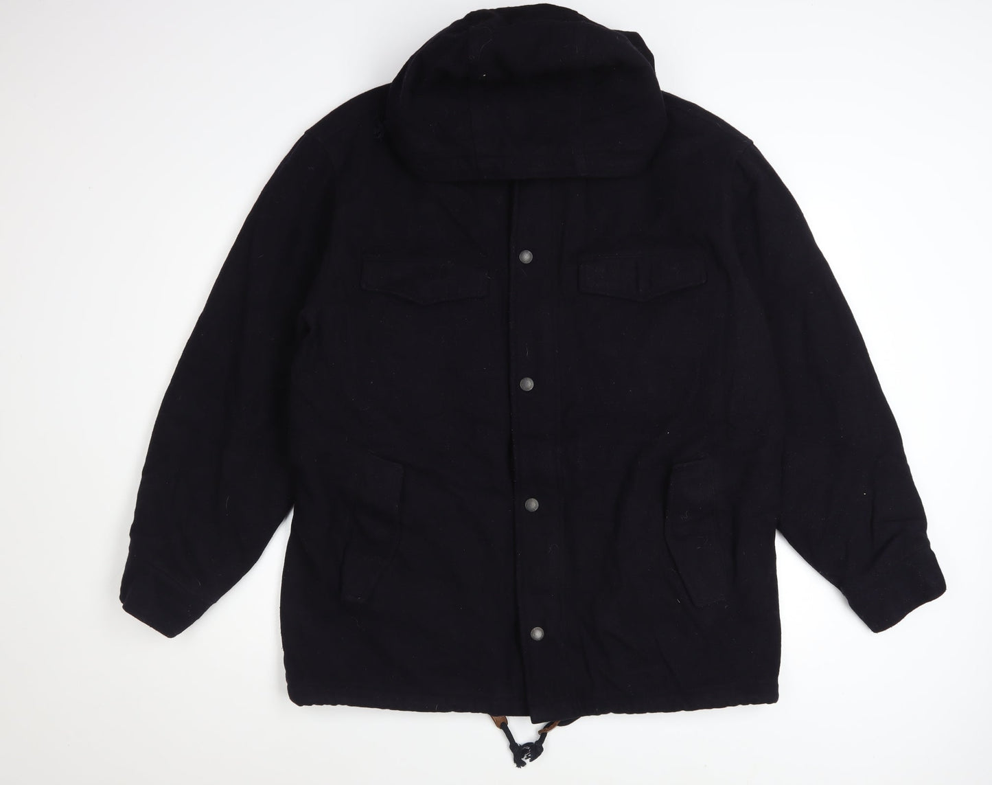 Abercrombie & Fitch Men's Black Wool Blend Hooded Parka Jacket M