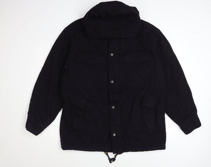 Abercrombie & Fitch Men's Black Wool Blend Hooded Parka Jacket M