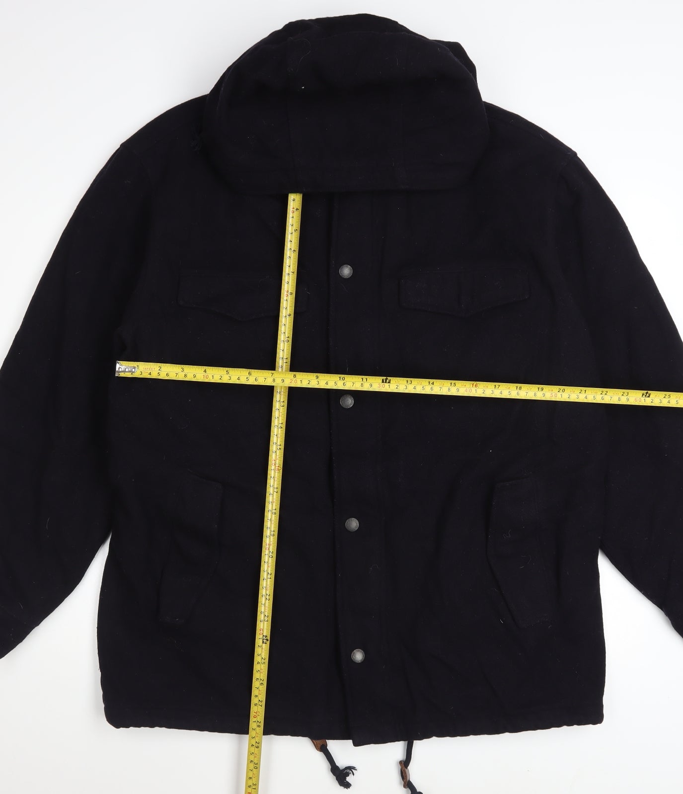 Abercrombie & Fitch Men's Black Wool Blend Hooded Parka Jacket M