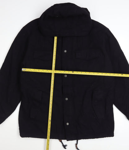 Abercrombie & Fitch Men's Black Wool Blend Hooded Parka Jacket M
