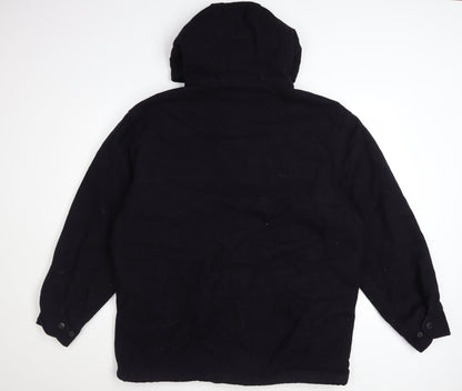 Abercrombie & Fitch Men's Black Wool Blend Hooded Parka Jacket M