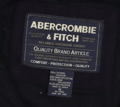 Abercrombie & Fitch Men's Black Wool Blend Hooded Parka Jacket M