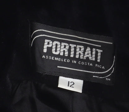 Portrait Women’s Black Wool Blend Fur Trim Mid-Length Coat Size 12