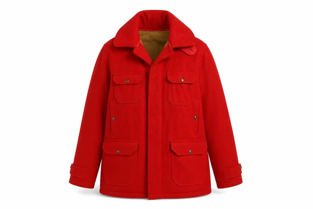 Woolrich Women's Red Wool Lined Mid-Length Parka Coat M