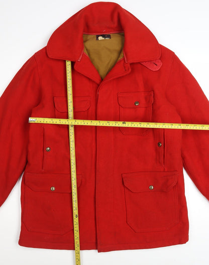 Woolrich Women's Red Wool Lined Mid-Length Parka Coat M