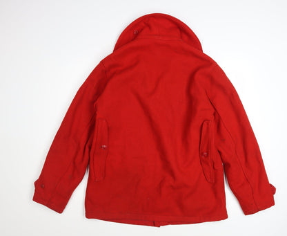 Woolrich Women's Red Wool Lined Mid-Length Parka Coat M