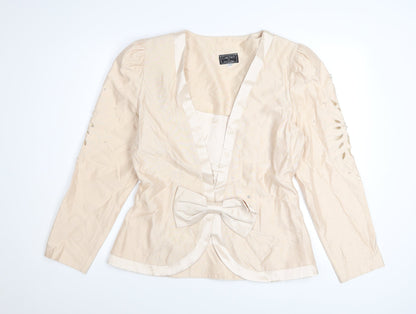 Cachet by Bari Protas Women’s Beige Formal Bow Blazer Size 12