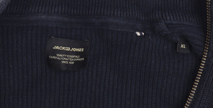 Jack & Jones Men's Blue Full Zip Cotton Jumper XL