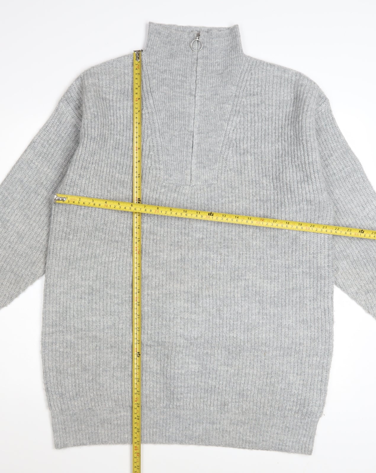 Jack Wills Women's Grey High Neck 1/2 Zip Knit Jumper Size 12