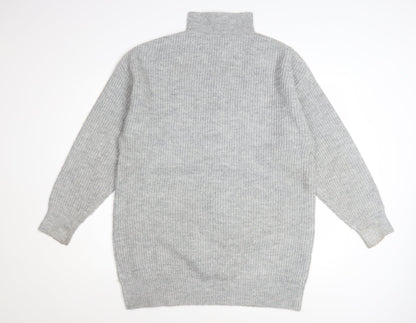 Jack Wills Women's Grey High Neck 1/2 Zip Knit Jumper Size 12