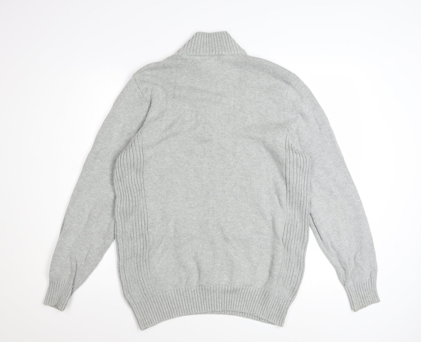 Savile Row Company Men's Grey XL Cotton 1/2 Zip Jumper