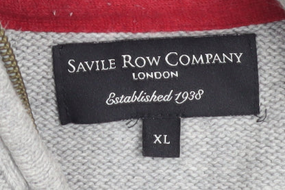 Savile Row Company Men's Grey XL Cotton 1/2 Zip Jumper