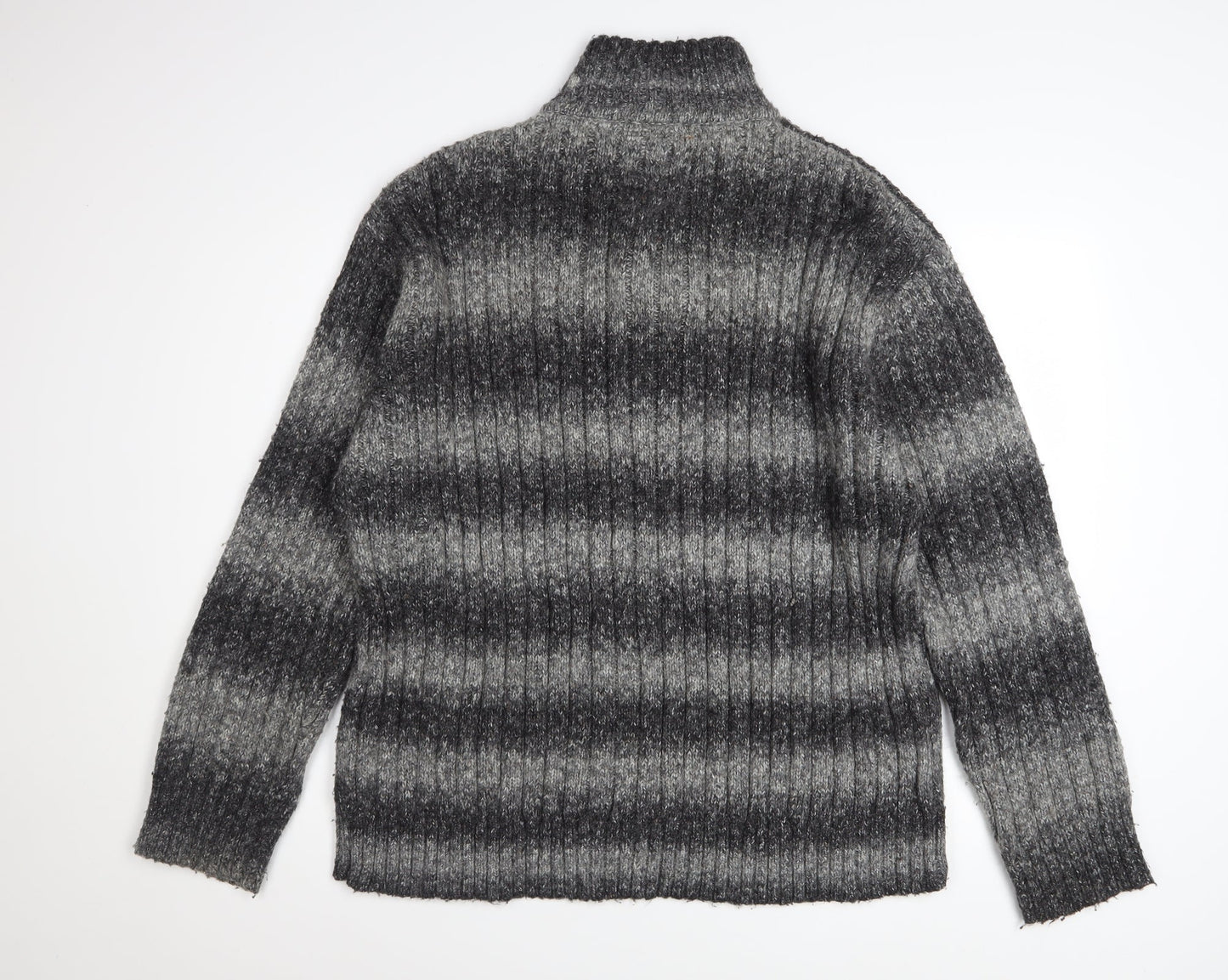 Marks and Spencer Men’s Grey Striped Henley Jumper 2XL Wool Blend