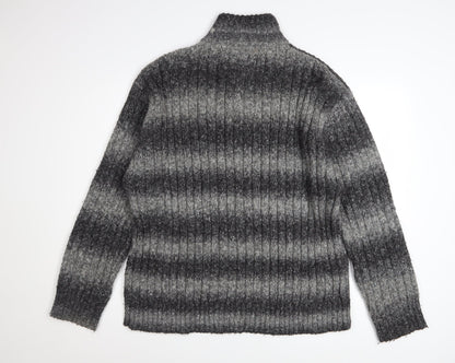 Marks and Spencer Men’s Grey Striped Henley Jumper 2XL Wool Blend
