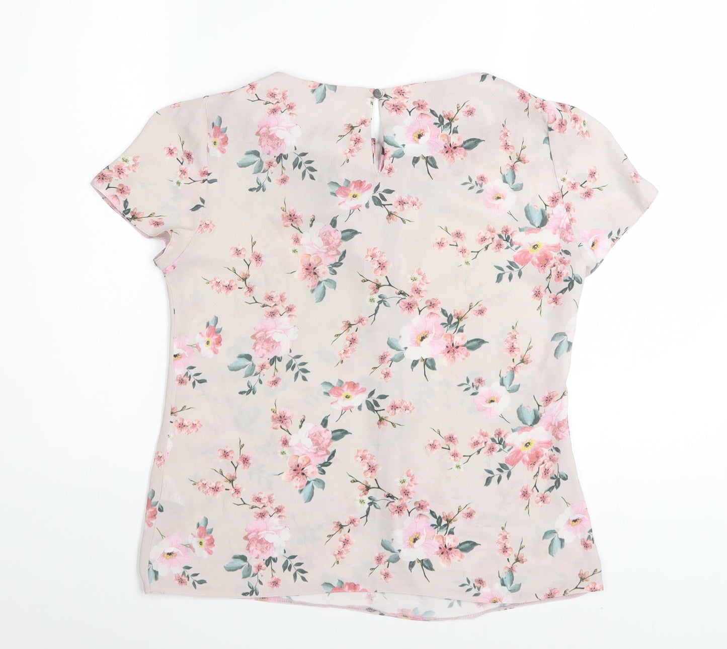 Dorothy Perkins Womens Beige Floral Bow Blouse Size 8