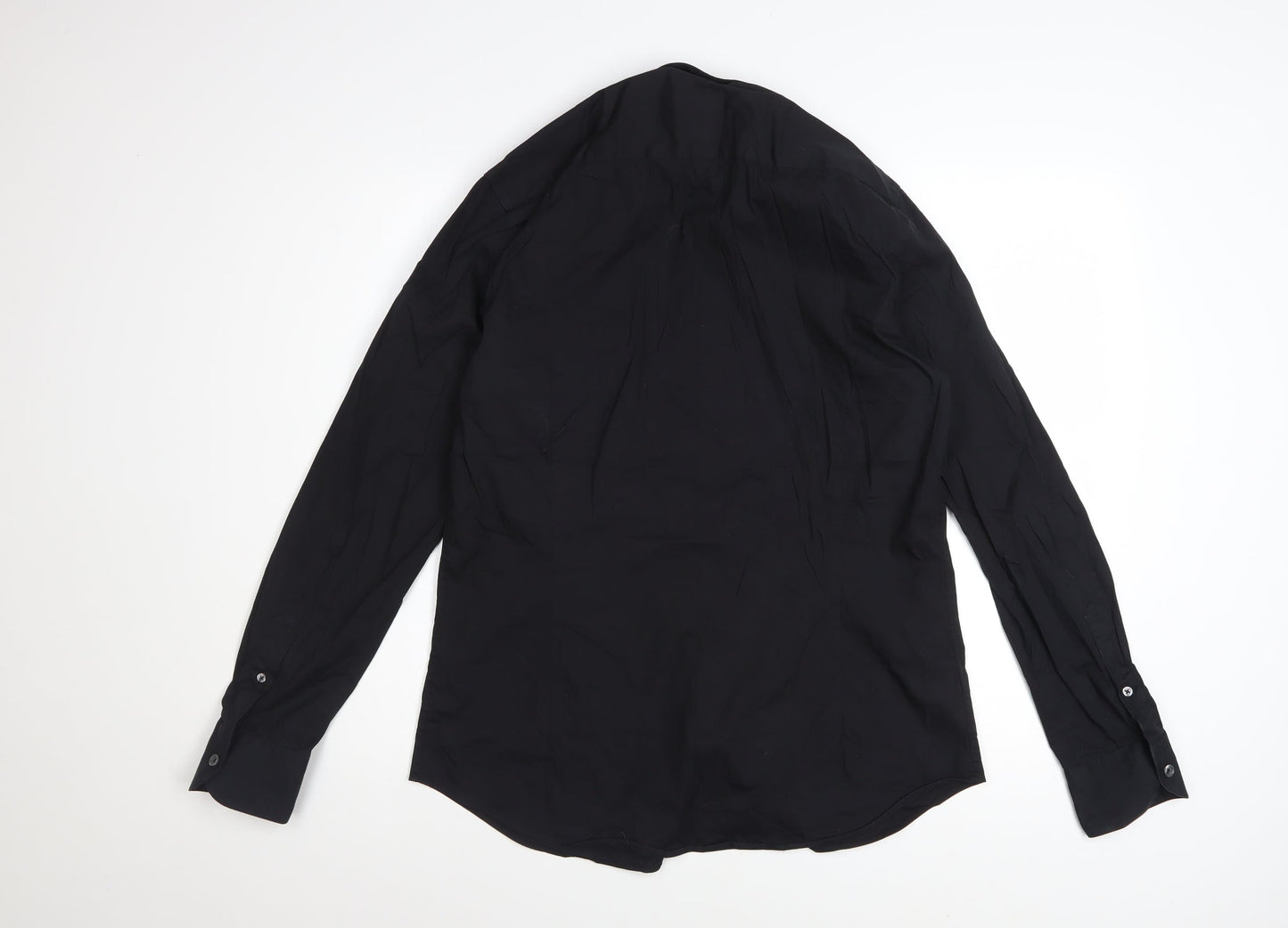 Massimo Dutti Men's Black Regular Fit Long Sleeve Dress Shirt M
