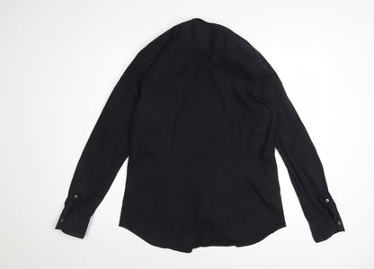 Massimo Dutti Men's Black Regular Fit Long Sleeve Dress Shirt M