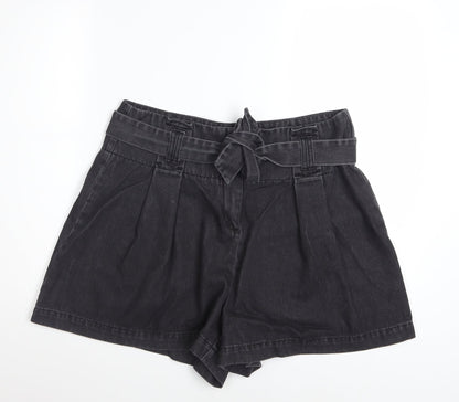 George Women’s Black Paperbag Shorts Size 16 Cotton Blend High Waist