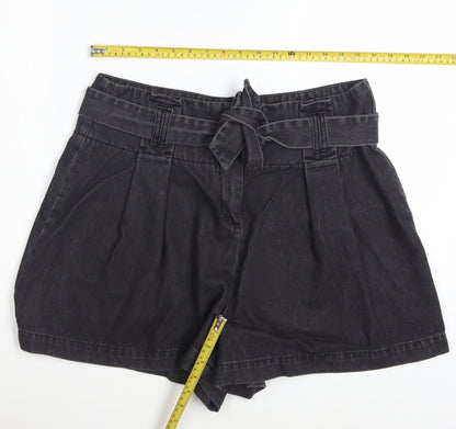 George Women’s Black Paperbag Shorts Size 16 Cotton Blend High Waist