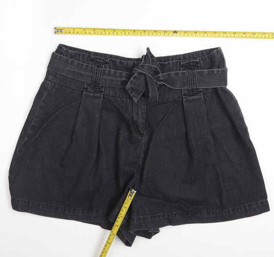George Women’s Black Paperbag Shorts Size 16 Cotton Blend High Waist