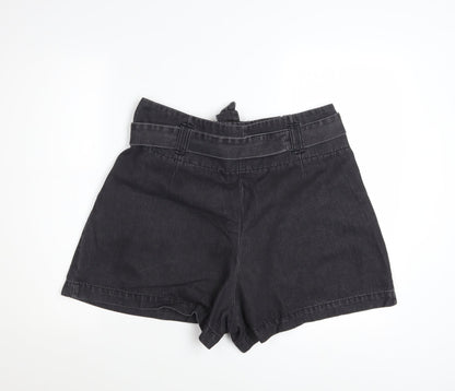 George Women’s Black Paperbag Shorts Size 16 Cotton Blend High Waist