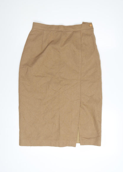 SK & Company Women Beige Wool Blend Midi Pencil Skirt Size 10