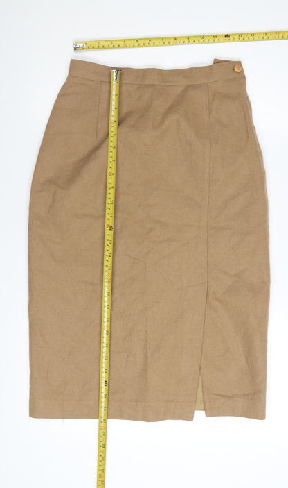 SK & Company Women Beige Wool Blend Midi Pencil Skirt Size 10