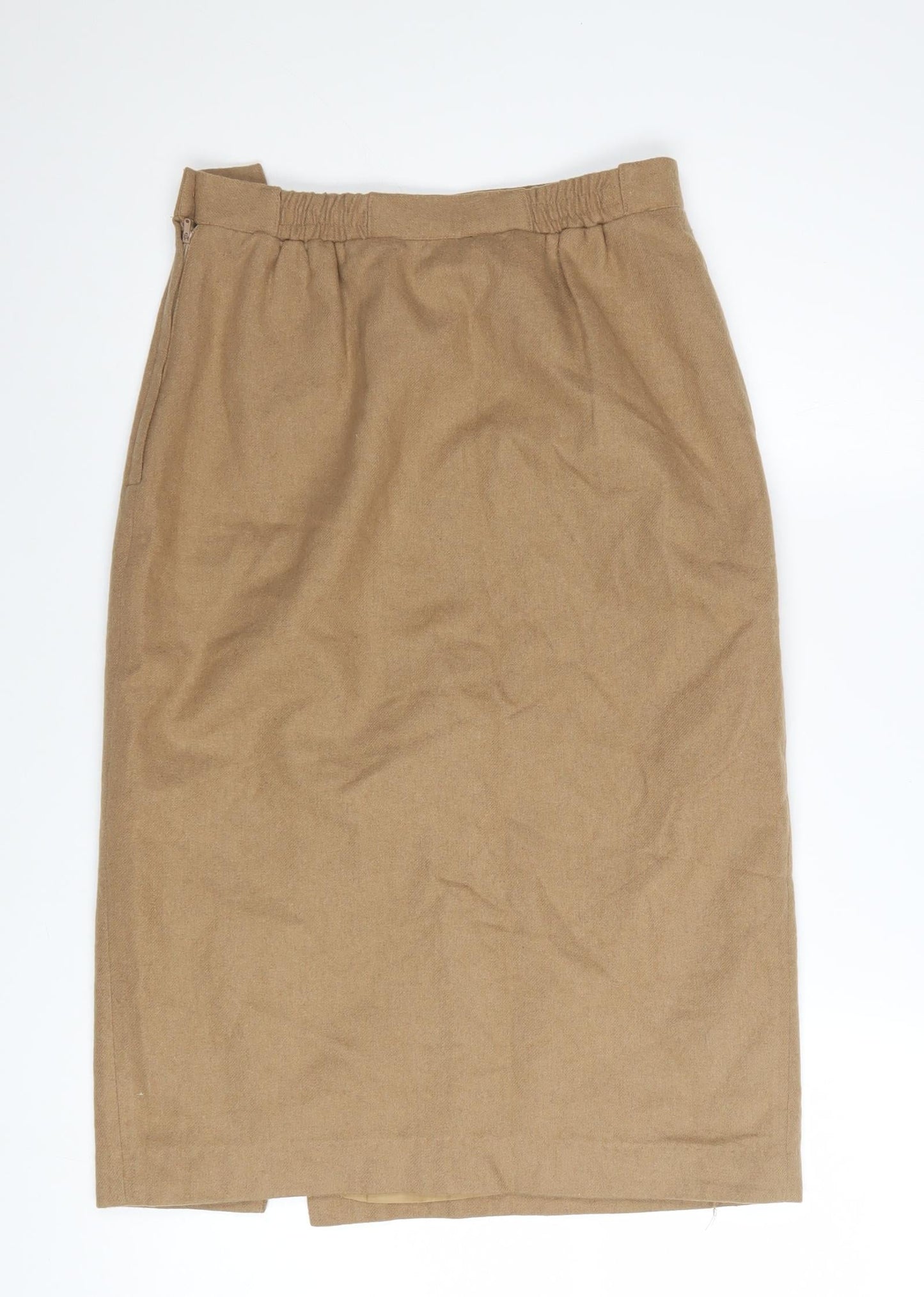 SK & Company Women Beige Wool Blend Midi Pencil Skirt Size 10
