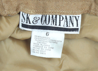 SK & Company Women Beige Wool Blend Midi Pencil Skirt Size 10