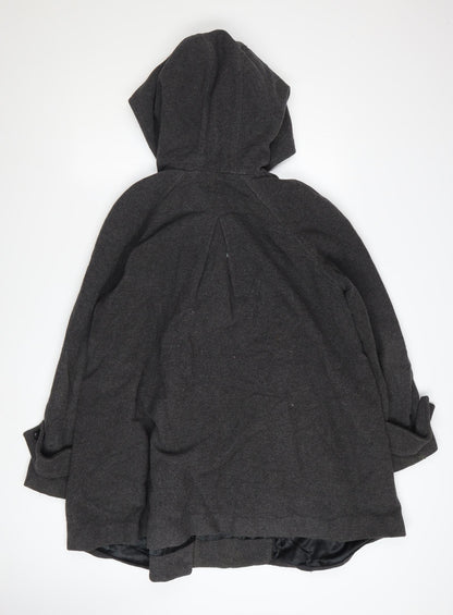 Hilary Radley Women’s Grey Wool Blend Hooded Overcoat Size 8