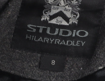 Hilary Radley Women’s Grey Wool Blend Hooded Overcoat Size 8