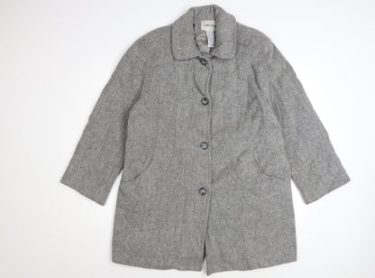 Cabin Creek Women's Grey Wool Blend Mid-Length Coat Size 12 Button Front