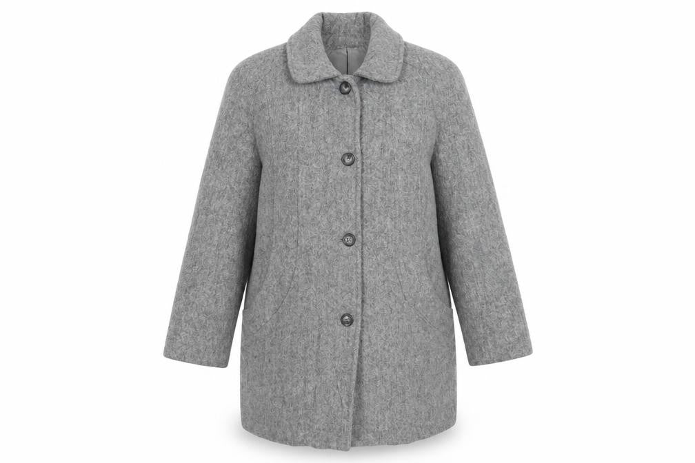 Cabin Creek Women's Grey Wool Blend Mid-Length Coat Size 12 Button Front