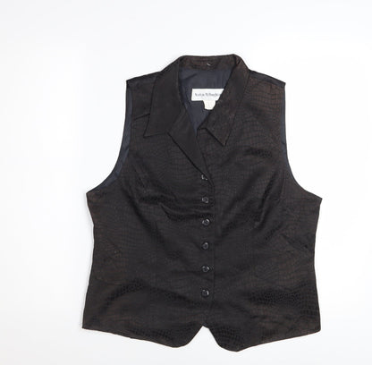 Norton McNaughton Black Cotton Blend Sleeveless Suit Waistcoat Size 12