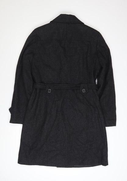 New York & Company Women's Black Wool Trench Coat Size 10