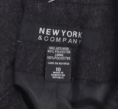 New York & Company Women's Black Wool Trench Coat Size 10