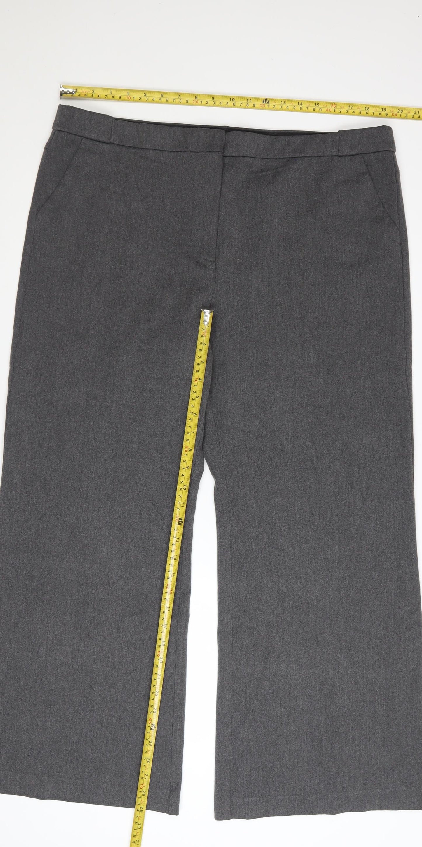 Tu Women’s Grey Wide-Leg Stretch Trousers Size 18 Workwear