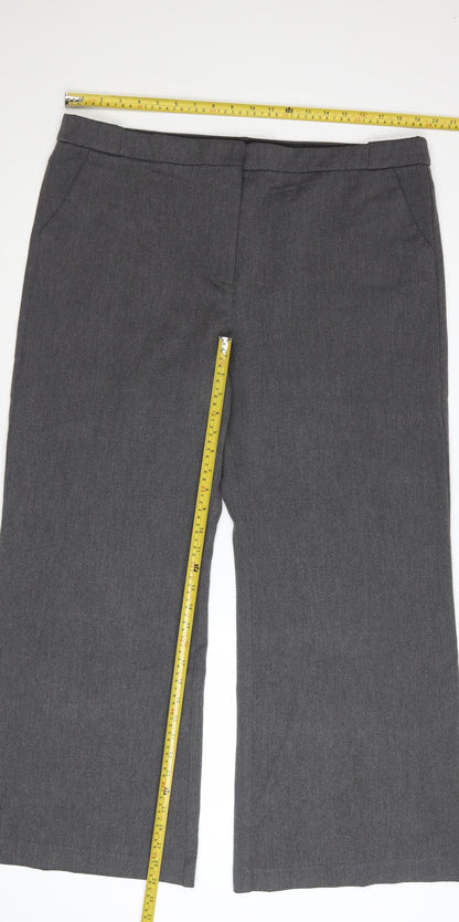 Tu Women’s Grey Wide-Leg Stretch Trousers Size 18 Workwear