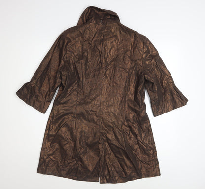 Nygard Collection Women's Brown Linen Blend 3/4 Sleeve Mid-Length Coat Size 12