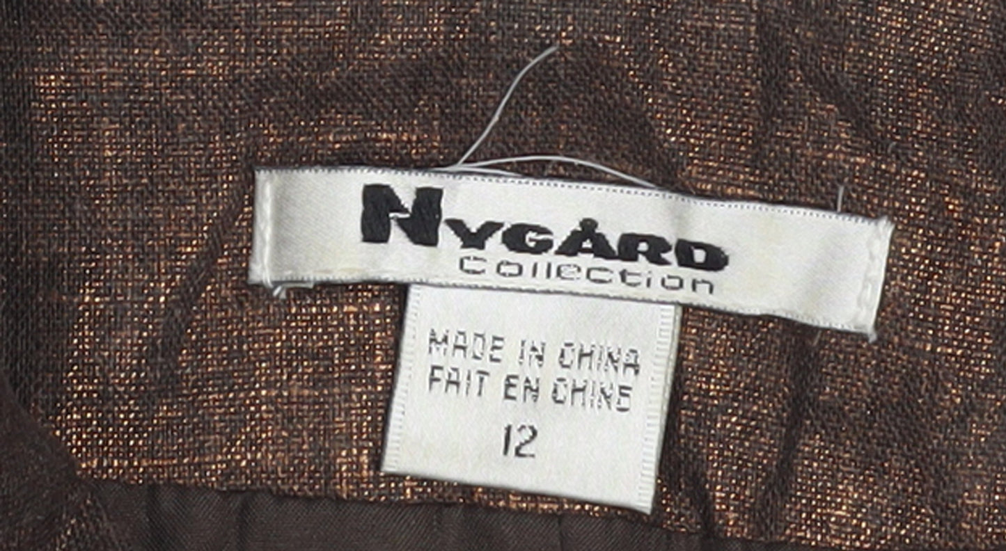 Nygard Collection Women's Brown Linen Blend 3/4 Sleeve Mid-Length Coat Size 12
